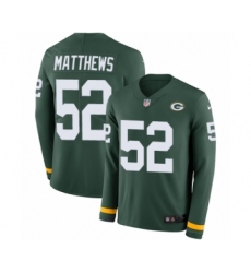 Men's Nike Green Bay Packers #52 Clay Matthews Limited Green Therma Long Sleeve NFL Jersey