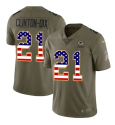 Youth Nike Green Bay Packers #21 Ha Ha Clinton-Dix Limited Olive/USA Flag 2017 Salute to Service NFL Jersey