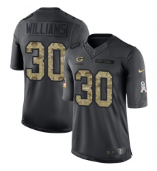 Men's Nike Green Bay Packers #30 Jamaal Williams Limited Black 2016 Salute to Service NFL Jersey