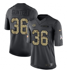 Men's Nike Green Bay Packers #36 LaDarius Gunter Limited Black 2016 Salute to Service NFL Jersey