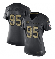 Women's Nike Green Bay Packers #95 Ricky Jean-Francois Limited Black 2016 Salute to Service NFL Jersey