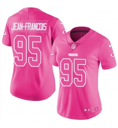 Women's Nike Green Bay Packers #95 Ricky Jean-Francois Limited Pink Rush Fashion NFL Jersey