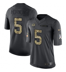 Men's Nike Green Bay Packers #5 Paul Hornung Limited Black 2016 Salute to Service NFL Jersey