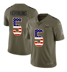 Youth Nike Green Bay Packers #5 Paul Hornung Limited Olive/USA Flag 2017 Salute to Service NFL Jersey
