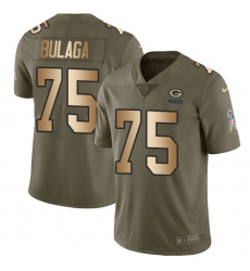 Men's Nike Green Bay Packers #75 Bryan Bulaga Limited Olive/Gold 2017 Salute to Service NFL Jersey