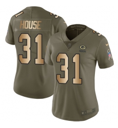 Women's Nike Green Bay Packers #31 Davon House Limited Olive/Gold 2017 Salute to Service NFL Jersey