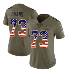 Women's Nike Green Bay Packers #73 Jahri Evans Limited Olive/USA Flag 2017 Salute to Service NFL Jersey