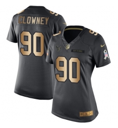 Women's Nike Houston Texans #90 Jadeveon Clowney Limited Black/Gold Salute to Service NFL Jersey