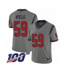 Men's Houston Texans #59 Whitney Mercilus Limited Gray Inverted Legend 100th Season Football Jersey