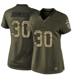 Women's Nike Houston Texans #30 Kevin Johnson Elite Green Salute to Service NFL Jersey