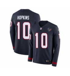 Youth Nike Houston Texans #10 DeAndre Hopkins Limited Navy Blue Therma Long Sleeve NFL Jersey
