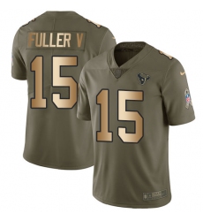 Men's Nike Houston Texans #15 Will Fuller V Limited Olive/Gold 2017 Salute to Service NFL Jersey