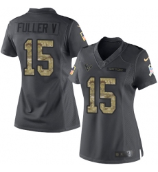 Women's Nike Houston Texans #15 Will Fuller V Limited Black 2016 Salute to Service NFL Jersey