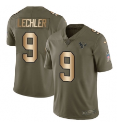 Youth Nike Houston Texans #9 Shane Lechler Limited Olive/Gold 2017 Salute to Service NFL Jersey