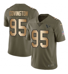 Youth Nike Houston Texans #95 Christian Covington Limited Olive/Gold 2017 Salute to Service NFL Jersey