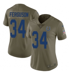 Women's Nike Indianapolis Colts #34 Josh Ferguson Limited Olive 2017 Salute to Service NFL Jersey