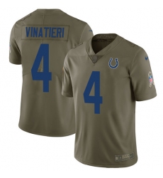 Men's Nike Indianapolis Colts #4 Adam Vinatieri Limited Olive 2017 Salute to Service NFL Jersey