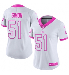 Women's Nike Indianapolis Colts #51 John Simon Limited White/Pink Rush Fashion NFL Jersey