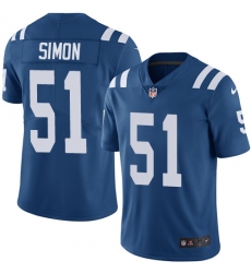 Youth Nike Indianapolis Colts #51 John Simon Royal Blue Team Color Vapor Untouchable Limited Player NFL Jersey