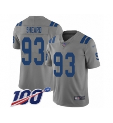 Men's Indianapolis Colts #93 Jabaal Sheard Limited Gray Inverted Legend 100th Season Football Jersey