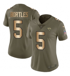 Women's Nike Jacksonville Jaguars #5 Blake Bortles Limited Olive/Gold 2017 Salute to Service NFL Jersey