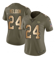 Women's Nike Jacksonville Jaguars #24 T.J. Yeldon Limited Olive/Gold 2017 Salute to Service NFL Jersey
