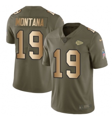 Youth Nike Kansas City Chiefs #19 Joe Montana Limited Olive/Gold 2017 Salute to Service NFL Jersey