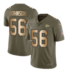 Men's Nike Kansas City Chiefs #56 Derrick Johnson Limited Olive/Gold 2017 Salute to Service NFL Jersey