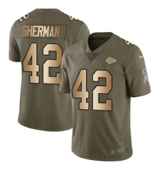 Men's Nike Kansas City Chiefs #42 Anthony Sherman Limited Olive/Gold 2017 Salute to Service NFL Jersey