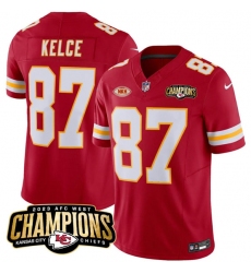 Men’s Kansas City Chiefs #87 Travis Kelce Red 2023 F.U.S.E. AFC West Champions With NKH Vapor Untouchable Limited Football Stitched Jersey