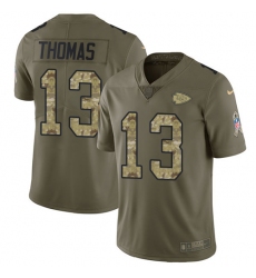 Youth Nike Kansas City Chiefs #13 De'Anthony Thomas Limited Olive/Camo 2017 Salute to Service NFL Jersey