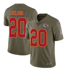 Men's Nike Kansas City Chiefs #20 Steven Nelson Limited Olive 2017 Salute to Service NFL Jersey