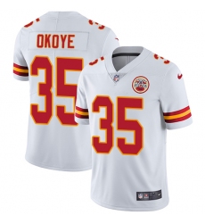 Men's Nike Kansas City Chiefs #35 Christian Okoye White Vapor Untouchable Limited Player NFL Jersey