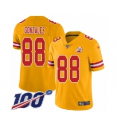 Youth Kansas City Chiefs #88 Tony Gonzalez Limited Gold Inverted Legend 100th Season Football Jersey